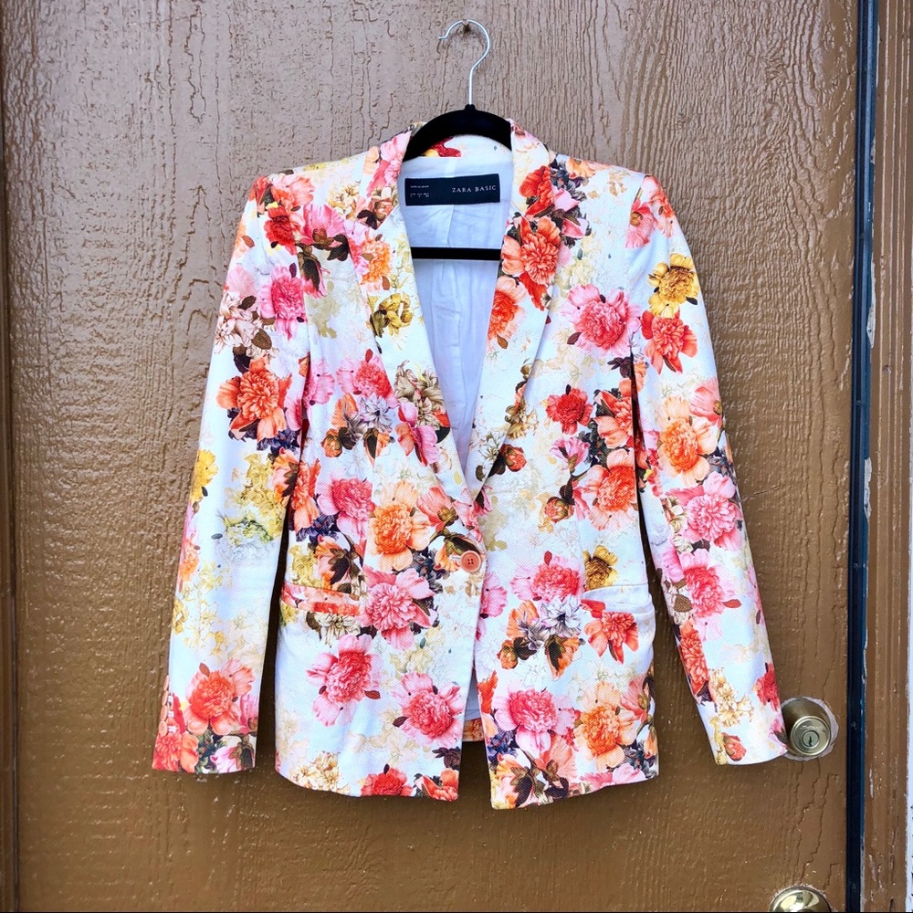 Floral peach Zara Summer Blazer - Small